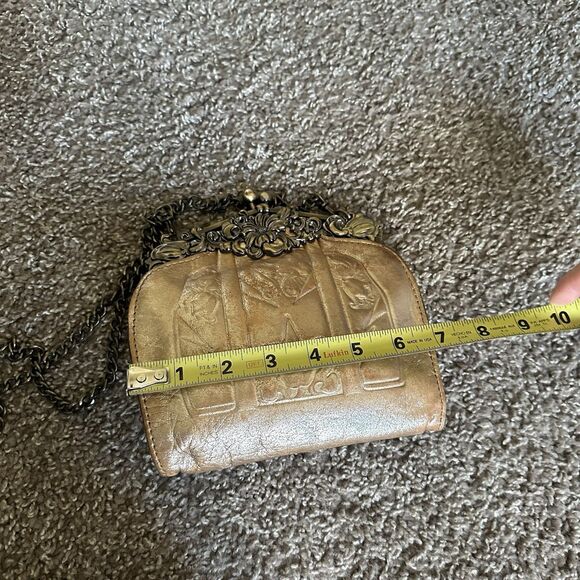 Patricia Nash Florence Crossbody Metallic Glitter Brown Rose Gold Chain Bag - Picture 7 of 9